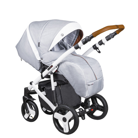 Коляска 2 в 1 Coletto Florino New черная рама 03 белый / серый