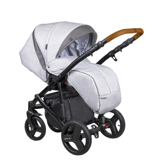 Коляска 2 в 1 Coletto Florino New черная рама 08 белый / серый