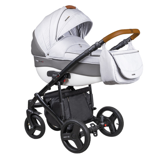 Коляска 2 в 1 Coletto Florino New черная рама 08 белый / серый