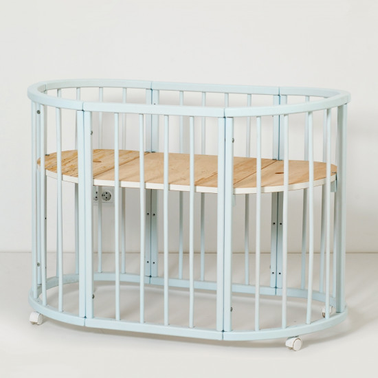 Кровать Колисаны овальное 160х60 круглая рейка голубой, голубой