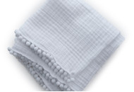 Плед Twins муслиновый 80х80 4-х слойный с помпонами 1610-PM-00-80х80-01, white, белый
