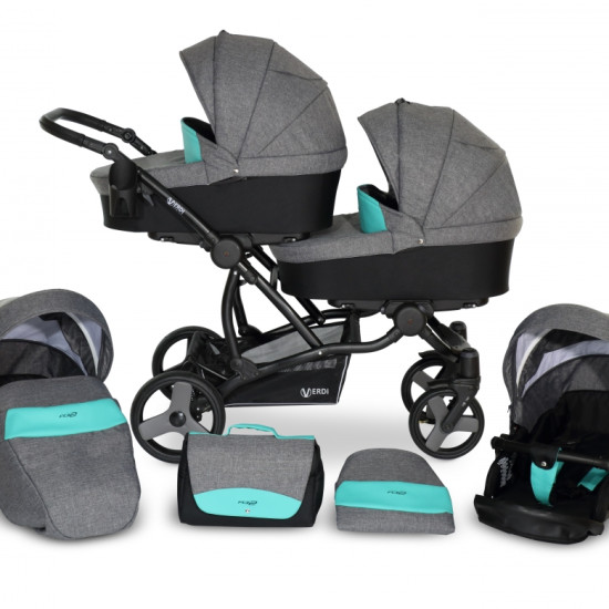 Коляска для двійні Verdi For 2 01, сірий