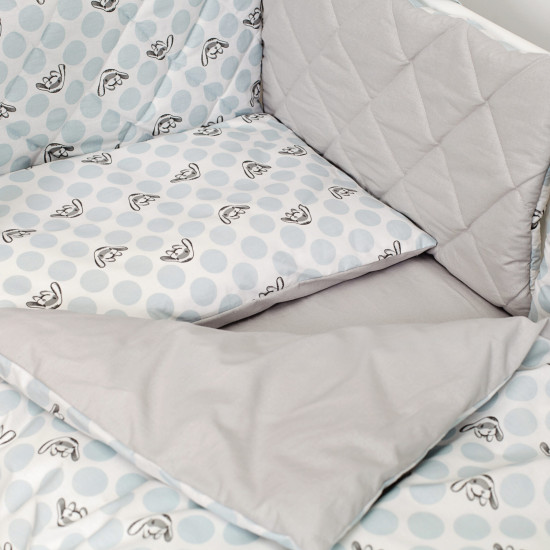 Постельный комплект 8 эл Twins Premium Glamour 4029-TG-10G, Polka Dots / Горохи grey, белый / серый