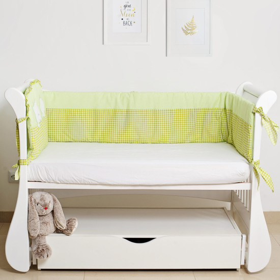 Бампер по довжині ліжечка Twins Limited 2099-TL-005, Dog & cat green, салатовий