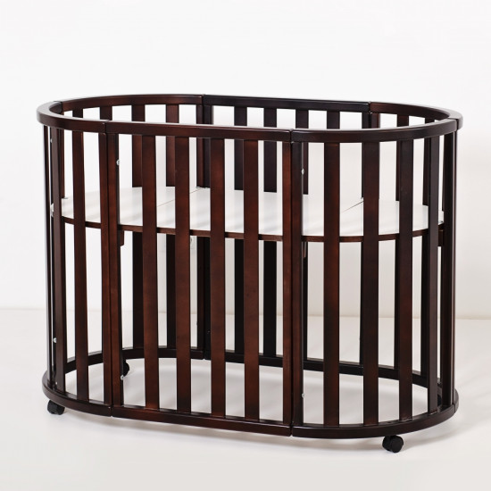Коричневая кроватка-трансформер овальная Twins Cozy овальное 160х60 9800-TC-160-07,
