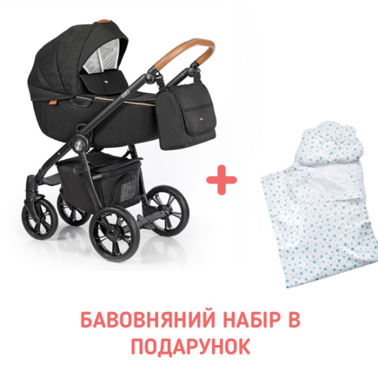 Коляска 2 в 1 Roan Esso Caviar Black, черный