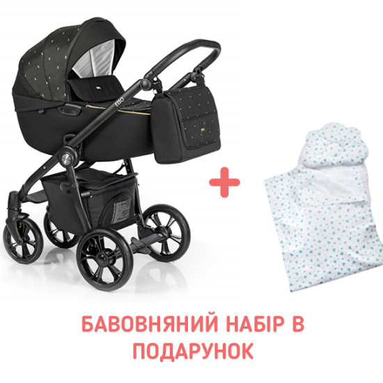 Коляска 2 в 1 Roan Esso Golden Chic, черный / золото