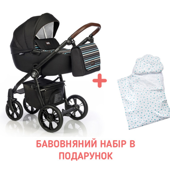 Коляска 2 в 1 Roan Esso Stripes, черный