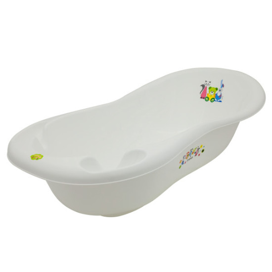 Ванная Maltex Bear & Friends 100 cm со сливом и антискользящим ковриком 5382 white, белый