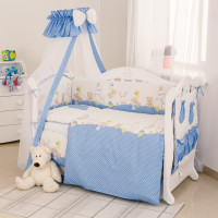 Постельный комплект 8 эл Twins Standard Basic 4050-CB-020, Горошки голубые, голубой