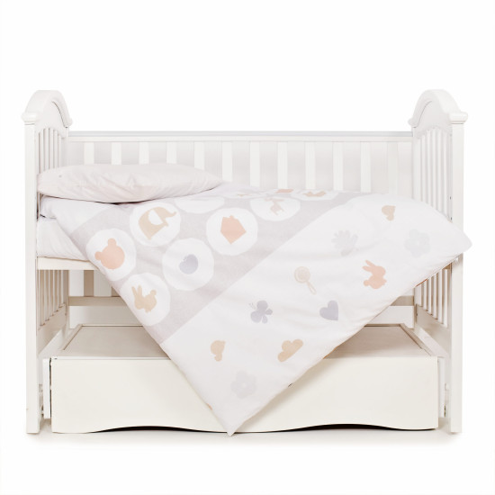 Changeable bedding 3 el Twins Eco Line Animals white/beige