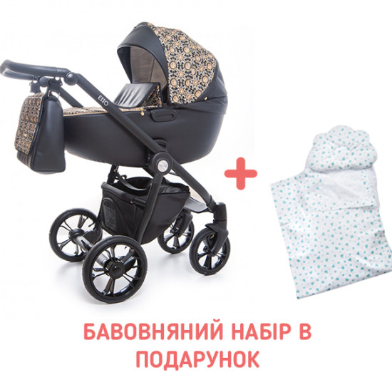Коляска 2 в 1 Roan Esso Gold & Black Ornaments, черный