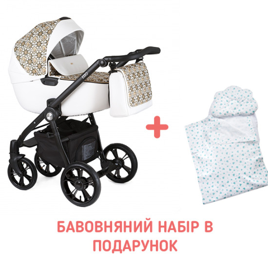 Коляска 2 в 1 Roan Esso Gold & White Ornaments, белый