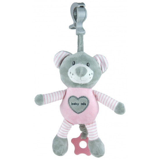 Плюшевая подвеска музыкальная Baby Mix STK-19393B Мишка STK-19393 PB, pink, розовый