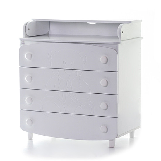 Комод-пеленатор Верес декор ведмедик 33.4.4.2.06, білий, білий