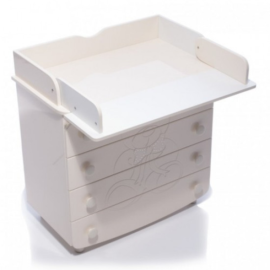 Комод-пеленатор Верес декор ведмедик зі стразами 33.4.5.2.04, слонова кістка, бежевий