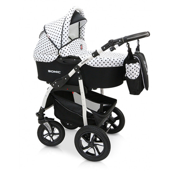 Коляска 3 в 1 Verdi Sonic 39, білий/чорний