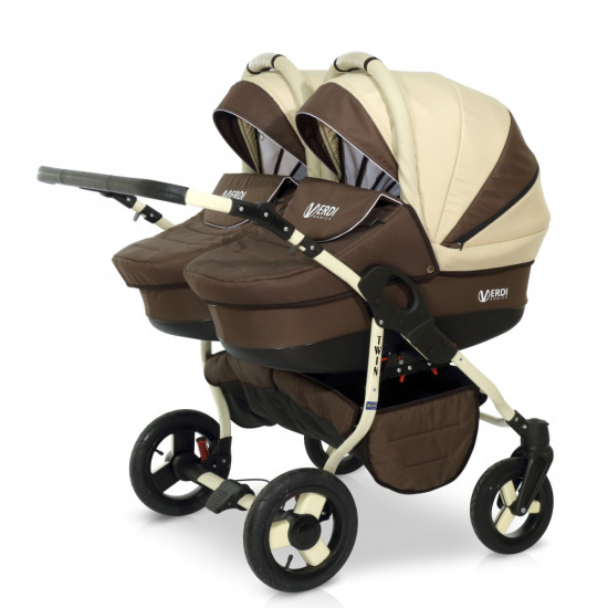 Коляска для двійні Verdi Twin 03, беж/коричневий