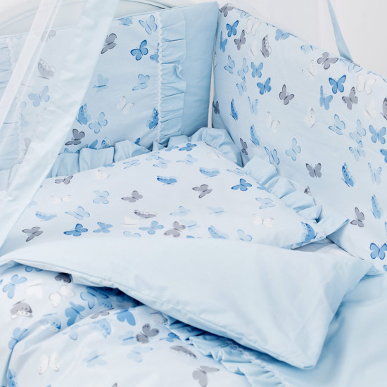 Постельный комплект 8 эл Twins Romantic Spring collection 4024-TR-04 Butterfly blue, голубой