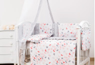 Постельный комплект 8 эл Twins Romantic Spring collection 4024-TR-101, Butterfly coral, коралловый / серый