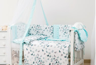 Постельный комплект 8 эл Twins Romantic Spring collection 4024-TR-14, Butterfly mint, мятный 