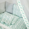 Постельный комплект 8 эл Twins Dolce Птички 4064-DB-406, mint, м 