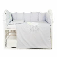 Постельный комплект 6 эл Babycentre & Twins Moonlight белый/серый