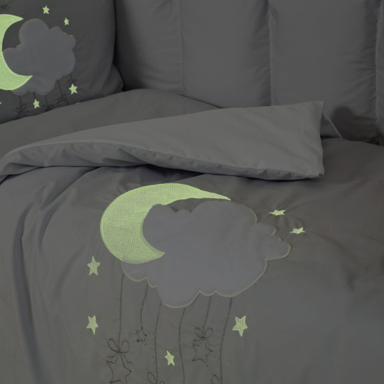 Постельный комплект 6 эл Babycentre & Twins Moonlight белый/серый