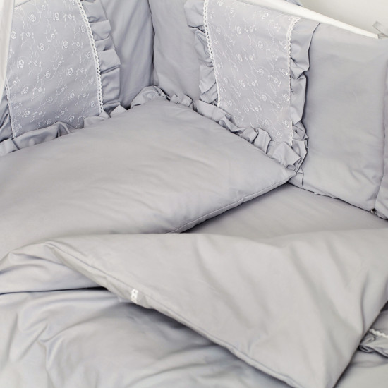 Постельный комплект 8 эл Twins Romantic Spring collection 4024-TR-10, grey, серый