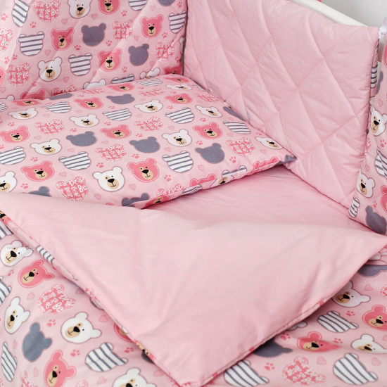 Постельный комплект 8 эл Twins Premium Glamour 4029-TG-08B, bear pink, розовый