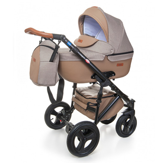 Коляска 2 в 1 Broco Capri textile cappucino, беж / коричневый