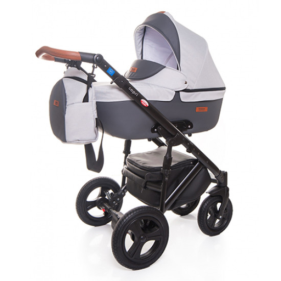 Коляска 2 в 1 Broco Capri textile light grey, светло серый