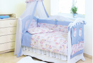 Постельный комплект 8 эл Twins Standard Basic 4050-CB-015, Пушистые мишки голубые, голубой