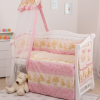 Постельный комплект 8 эл Twins Standard Basic 4050-CB-016, Мишки со звездой розовые, розовый