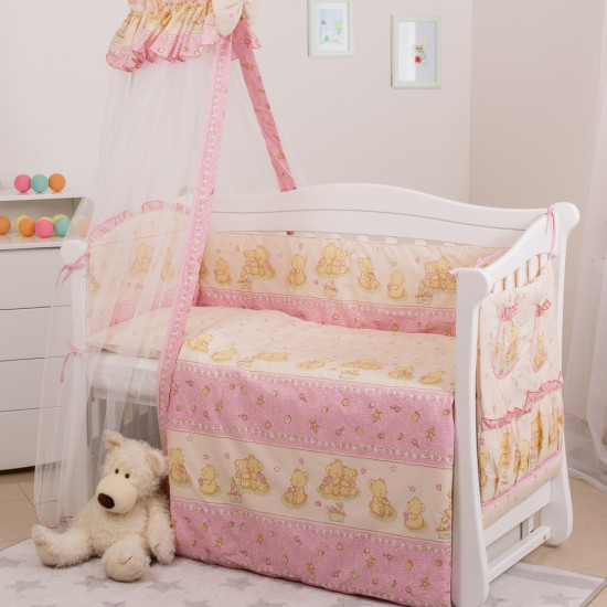 Bed a set 8 email Twins Standard Basic 4050-CB-016, bears with a star pink, pink