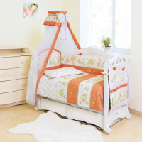 Bedding set for a baby crib 8 el Twins Standard Basic Bears with a star terracotta