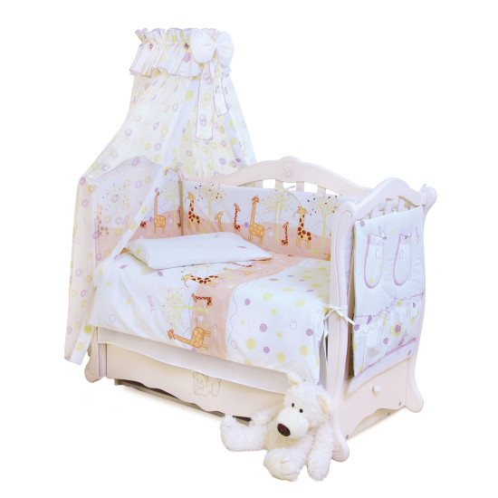 Постельный комплект 8 эл Twins Standard Basic 4050-CB-024, Жирафки беж / фиолет, бежевый