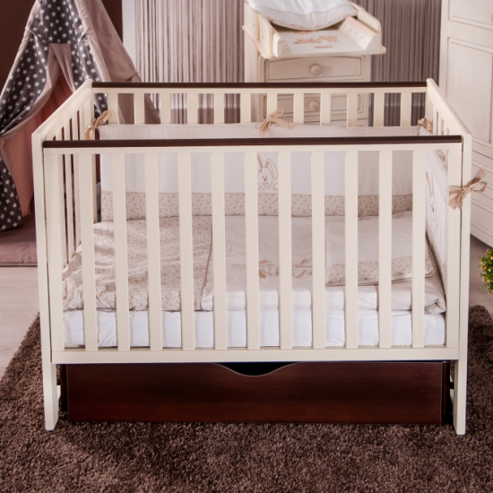Bed Twins Pinocchio ivory / walnut, beige / brown