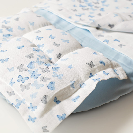 Twins Twins Set (blanket, pillow, pillow on the cut) 1499-TM-20-04, Butterfly, Blue