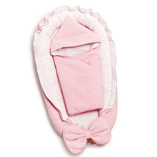 Кокон Twins Waffle + конверт- плед 9064-KЕWP-08, pink, рожевий