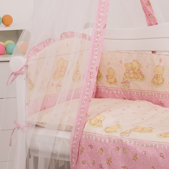 Балдахин Twins Comfort New 1051-C-116, Мишки со звездой розовые, розовый