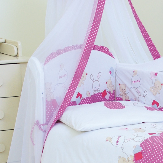 Балдахин Twins Comfort New 1051-C-119 Горошки розовые, розовый