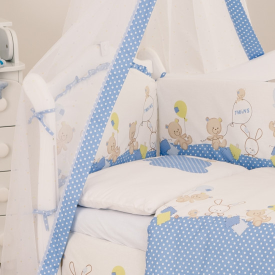 Балдахин Twins Comfort New 1051-C-120, Горошки голубые, голубой