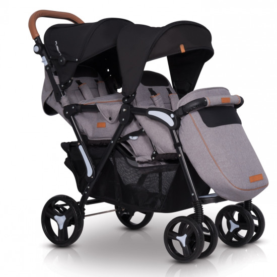 Коляска для двійні EasyGo Fusion Duo 2019 grey fox, сірий