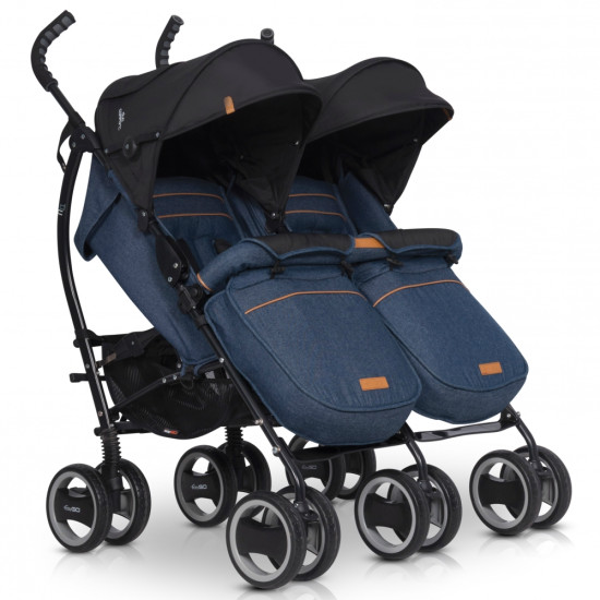 Коляска для двійні EasyGo Comfort Duo 2019 denim, джинсовий