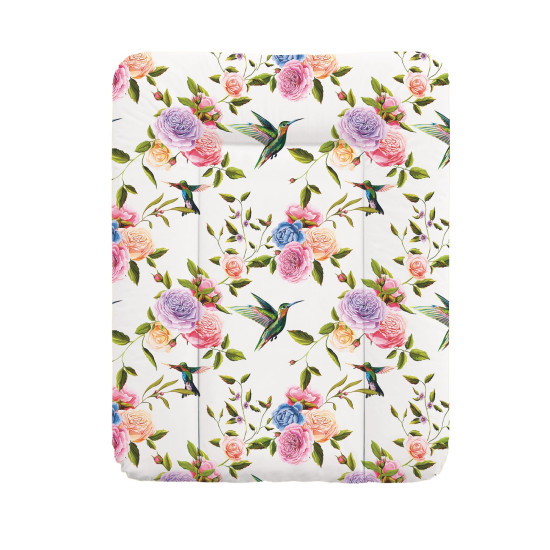 Пеленальный матрас Cebababy 50x70 Flora & Fauna W-143-099-546, Flores, белый / розовый