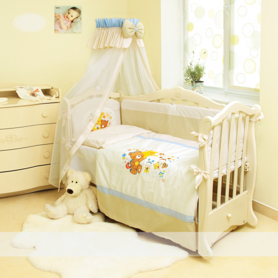 Постельный комплект 7 эл Twins Evo Мишки на луне 4073-A-011, blue, голубой