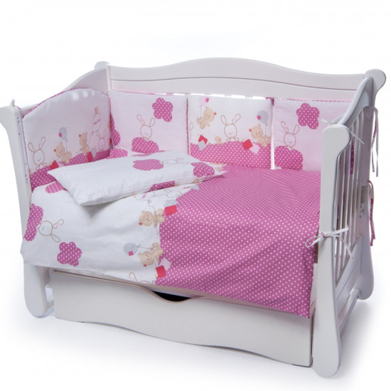 Бампер Twins Comfort 2051-C-019, Горошки розовые, розовый