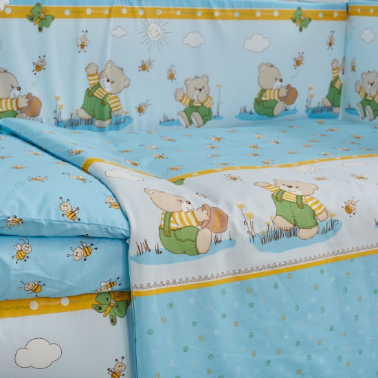 Постельный комплект 7 эл Twins Comfort New 4051-C-111, Медун голубые, голубой