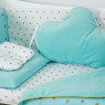Постельный комплект 6 эл Twins Dolce Insta 4075-D-509, Сердечки мята / золото, мятный